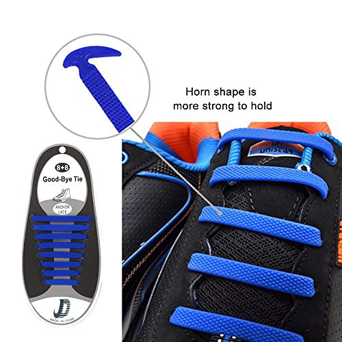 Dierlin Cordones de Silicona, No Hay Necesidad de Atar, sin corbata Cordones de zapatos para niños y adultos, Cordones Zapatos Elasticos (5 pack(azul + naranja + verde + multicolor + negro))