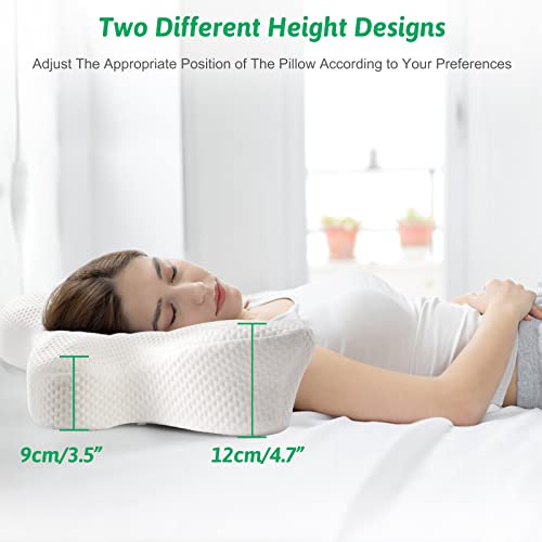 DIKI Almohada Viscoelastica Almohada Cervical para Dormir de Lado Almohada Ortopedica para Soporte de Cabeza/Cuello/Hombro,Forro Antibacteriano Extraible y Lavable