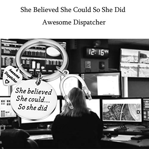 Dispatcher Gift 911 Operador Regalo de emergencia Despachador Regalo de agradecimiento para 911 Dispatcher Impresionante Dispatcher Charm Llavero EMS Dispatcher Llavero, Acero inoxidable,