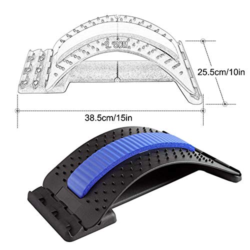 Dispositivo de Estiramiento de La Espalda, lumbar Dispositivo de Estiramiento para Alivia el Dolor de Espalda Dolor Muscular - Negro + Azul