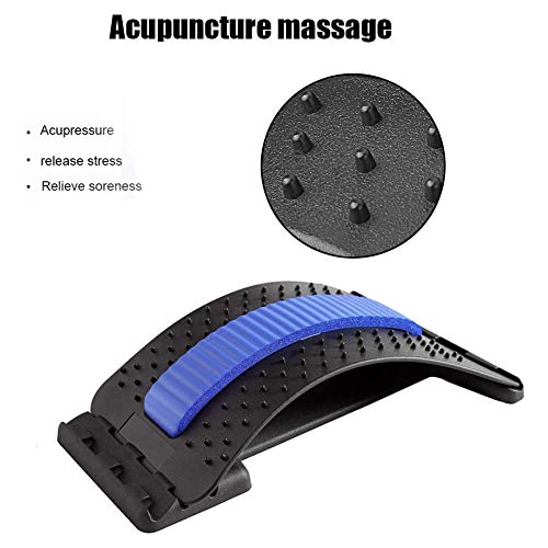 Dispositivo de Estiramiento de La Espalda, lumbar Dispositivo de Estiramiento para Alivia el Dolor de Espalda Dolor Muscular - Negro + Azul