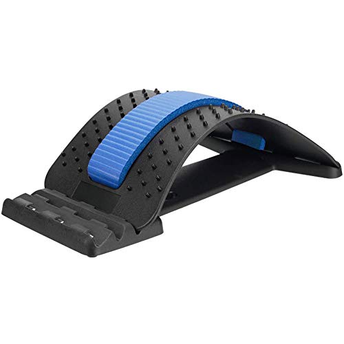 Dispositivo de Estiramiento de La Espalda, lumbar Dispositivo de Estiramiento para Alivia el Dolor de Espalda Dolor Muscular - Negro + Azul