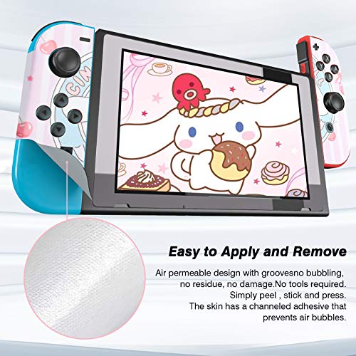 DLseego Compatible with Switch Skin Stickers, Conjunto Completo de Pegatinas Cubierta Adhesiva Dibujos Linda Animados Cinnamon Dog Kit de protección para Switch Consola Joy-con-Rosa