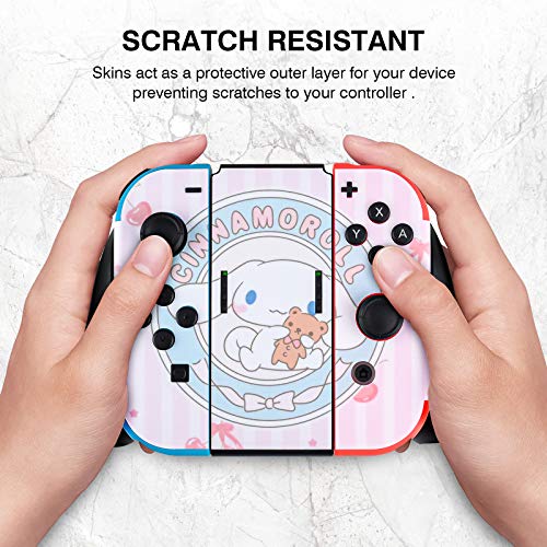 DLseego Compatible with Switch Skin Stickers, Conjunto Completo de Pegatinas Cubierta Adhesiva Dibujos Linda Animados Cinnamon Dog Kit de protección para Switch Consola Joy-con-Rosa