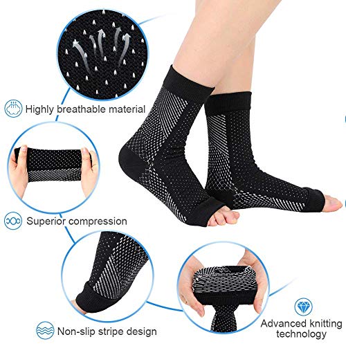 DOACT Fascitis Plantar Férula Nocturna et Medias de Compresión para la Fascitis Plantar con Cinta de Estiramiento para Hombre y Mujer Fascia Plantar Corrigiendo el Apoyo del Pie, Aliviar el Dolor