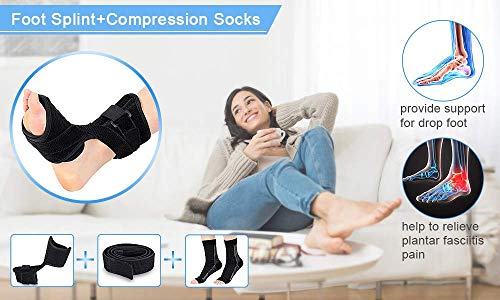 DOACT Fascitis Plantar Férula Nocturna et Medias de Compresión para la Fascitis Plantar con Cinta de Estiramiento para Hombre y Mujer Fascia Plantar Corrigiendo el Apoyo del Pie, Aliviar el Dolor