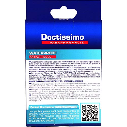 DOCTISSIMO - Apósitos antisépticos impermeables"a prueba de agua" XL, 5 aderezos