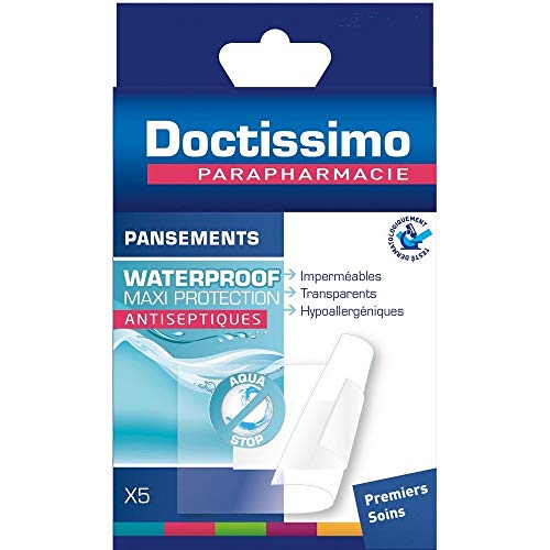 DOCTISSIMO - Apósitos antisépticos impermeables"a prueba de agua" XL, 5 aderezos