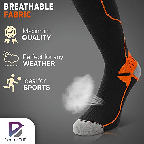 Doctor TNT - 3 Pares Medias de Compresion Mujer y Hombre, Calcetines Compresivos Enfermera, Calcetines de Compresión para Running, Deporte, Ciclismo, Futbol, Viaje. (S/M - 35-38)