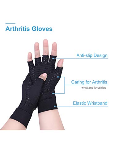 Donfri 2 pares de guantes artritis sin dedos para artritis artrosis y alivio del dolor de artritis reumatoide, tendinitis del túnel carpiano, para juegos de tecnológicos y mujeres (S)