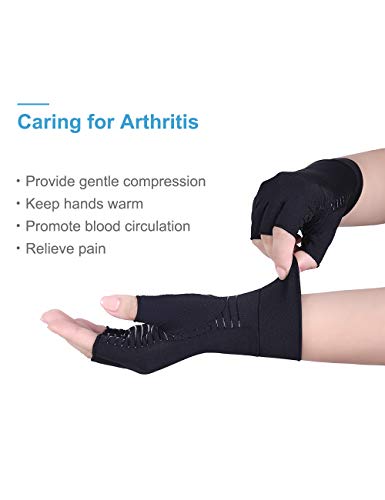 Donfri 2 pares de guantes artritis sin dedos para artritis artrosis y alivio del dolor de artritis reumatoide, tendinitis del túnel carpiano, para juegos de tecnológicos y mujeres (S)