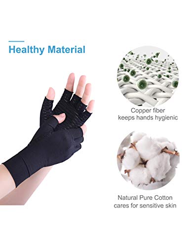 Donfri 2 pares de guantes artritis sin dedos para artritis artrosis y alivio del dolor de artritis reumatoide, tendinitis del túnel carpiano, para juegos de tecnológicos y mujeres (S)