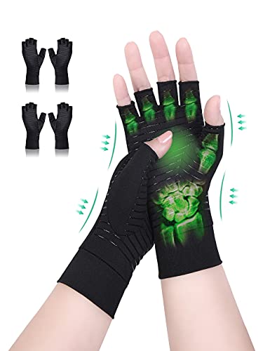 Donfri 2 pares de guantes artritis sin dedos para artritis artrosis y alivio del dolor de artritis reumatoide, tendinitis del túnel carpiano, para juegos de tecnológicos y mujeres (S)