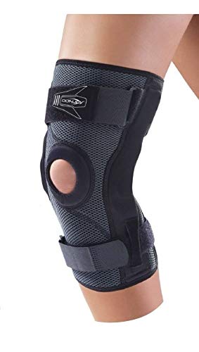 DONJOY Playmaker XPERT SLEEVE rodillera corta (versión cerrada) con barras laterales policéntricas y anillo rótulo – Tamaño mediano (circunferencia del muslo 47 – 53 cm)