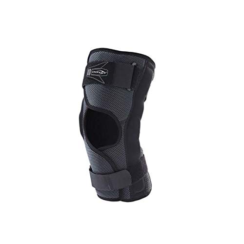 DONJOY Playmaker XPERT WRAP rodillera corta (versión abierta) con barras laterales policéntricas y anillo rótulo – Tamaño mediano (circunferencia del muslo 47 – 53 cm)