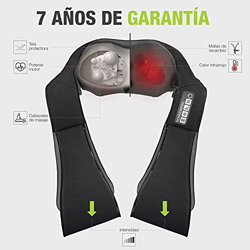 Donnerberg Masajeador Cervical y Espalda Masajeador de Cuello y hombros Masaje Shiatsu con Calor Infrarrojo - 7 AÑOS DE GARANTÍA - Marca Original Alemana