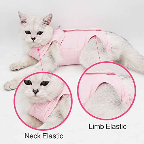 Dotoner Gatos Traje de recuperación Profesional para heridas Abdominales o Enfermedades de la Piel Alternativo para Gatos y Perros después de la cirugía Ropa para el hogar(Rosa,m)