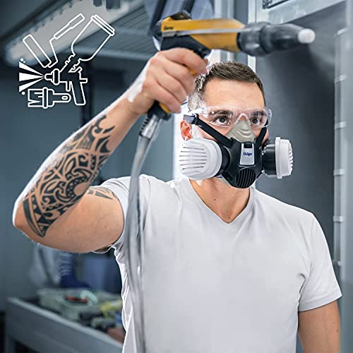 Dräger X-plore 3300 Semi máscara + Cartuchos de filtros A2 P3 RD | Respirador homologado de Seguridad para Trabajos de Pintura y Agricultura Frente a fumigantes, insecticidas, tintes