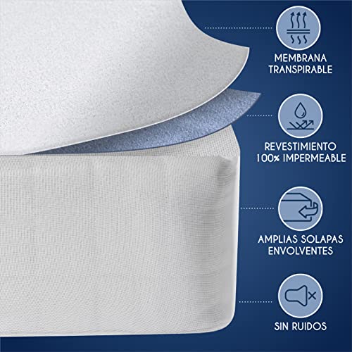 Dreamzie Funda Colchon 135 x 190/200 cm Impermeable Protector Colchon Oeko-Tex® Hipoalergénico, Anti-Bacteriano, Anti-Acaros - Made in EU