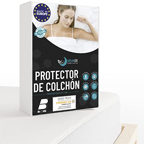 Dreamzie Funda Colchon 135 x 190/200 cm Impermeable Protector Colchon Oeko-Tex® Hipoalergénico, Anti-Bacteriano, Anti-Acaros - Made in EU