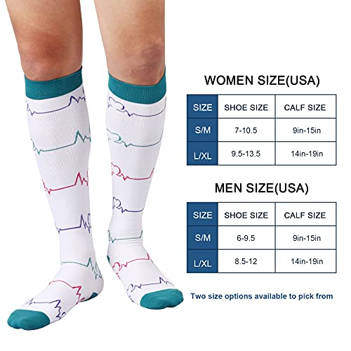 DRESHOW Calcetines de Compresión para Hombres y Mujeres 3/7 Pares 15-20 mmHg es el Mejor para Running, Correr, Senderismo, Volar, Viajar, Varicosas, Médico, Deportivo, Embarazo