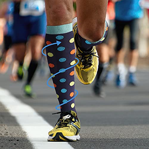 DRESHOW Calcetines de Compresión para Hombres y Mujeres 3/7 Pares 15-20 mmHg es el Mejor para Running, Correr, Senderismo, Volar, Viajar, Varicosas, Médico, Deportivo, Embarazo