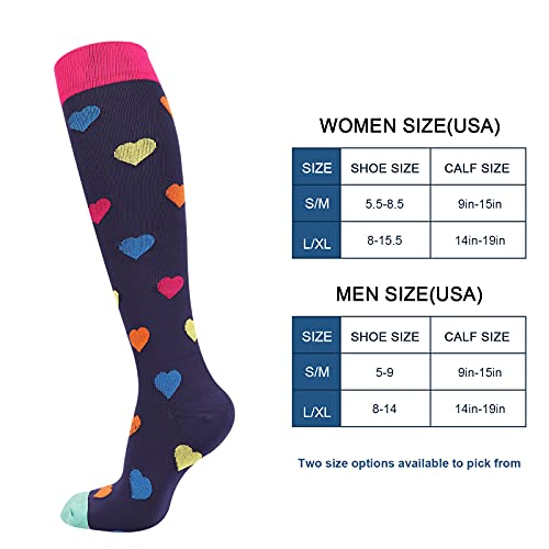 DRESHOW Calcetines de Compresión para Hombres y Mujeres 3/7 Pares 15-20 mmHg es el Mejor para Running, Correr, Senderismo, Volar, Viajar, Varicosas, Médico, Deportivo, Embarazo