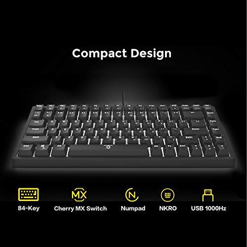 DREVO Gramr Teclado Mecánico con Cable USB, Tipo TKL, 84 Teclas, Retroiluminación LED Blanca, Tamaño 75%, Interruptores Cherry MX Marrón