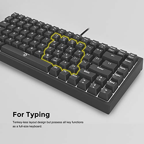 DREVO Gramr Teclado Mecánico con Cable USB, Tipo TKL, 84 Teclas, Retroiluminación LED Blanca, Tamaño 75%, Interruptores Cherry MX Marrón