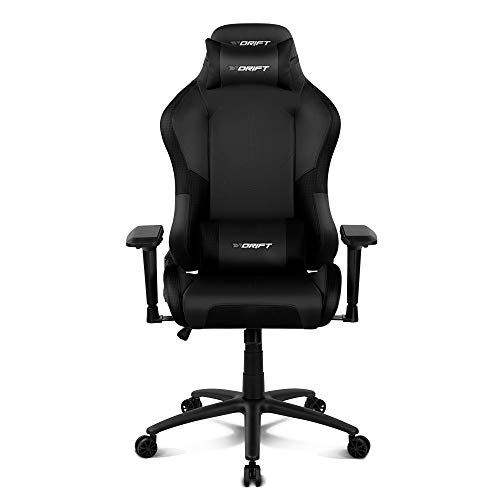 Drift DR250B - Silla Gaming Profesional, polipiel, reposabrazos ajustable 4D, piston clase 4, asiento basculable, altura regulable, respaldo reclinable, cojines lumbar y cervical, color negro