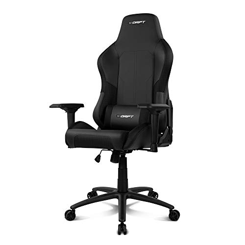 Drift DR250B - Silla Gaming Profesional, polipiel, reposabrazos ajustable 4D, piston clase 4, asiento basculable, altura regulable, respaldo reclinable, cojines lumbar y cervical, color negro