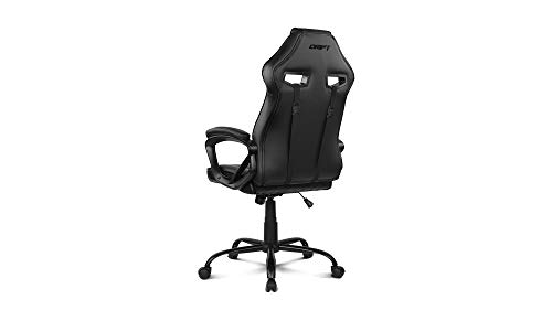 Drift DR50B- Silla Gaming Profesional, polipiel, reposabrazos acolchados, piston clase 4, asiento basculante, altura regulable, cojín lumbar, color Negro