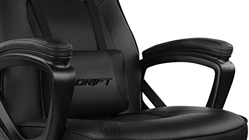 Drift DR50B- Silla Gaming Profesional, polipiel, reposabrazos acolchados, piston clase 4, asiento basculante, altura regulable, cojín lumbar, color Negro