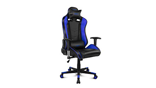 Drift DR85BL - Silla Gaming Profesional, polipiel, reposabrazos 2D, piston clase 4, asiento basculable, altura regulable, respaldo reclinable, cojines lumbar y cervical, color negro/azul