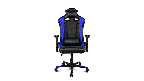 Drift DR85BL - Silla Gaming Profesional, polipiel, reposabrazos 2D, piston clase 4, asiento basculable, altura regulable, respaldo reclinable, cojines lumbar y cervical, color negro/azul