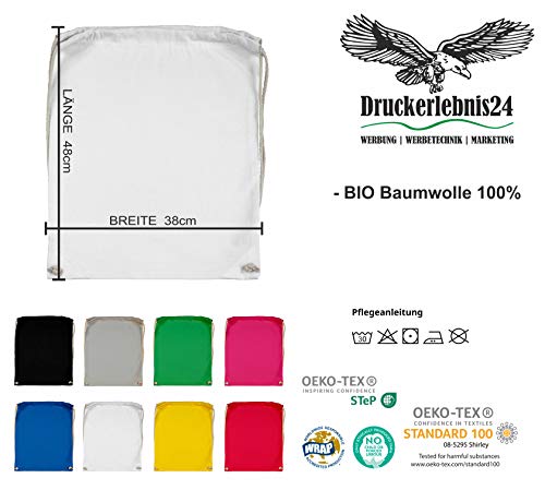 Druckerlebnis24 Back to School - Bolsa de tela de algodón orgánico, color verde, tamaño talla única