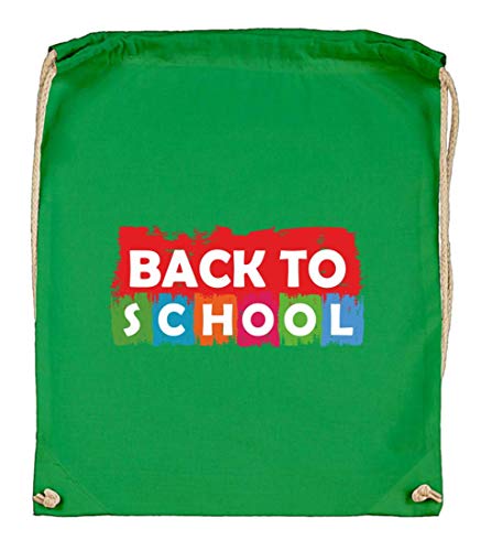 Druckerlebnis24 Back to School - Bolsa de tela de algodón orgánico, color verde, tamaño talla única