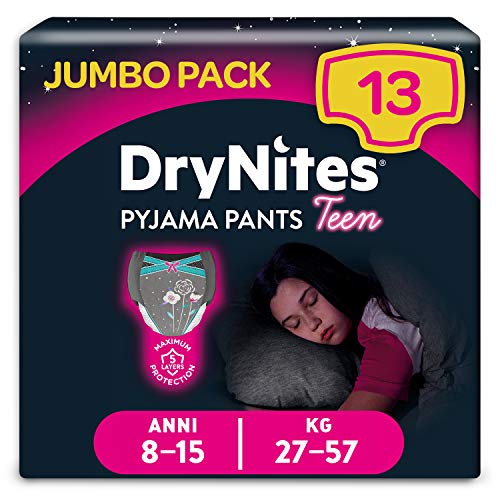 DryNites Braguitas Absorbentes para Niñas, 8-15 años, 27-57 kg - 13 Unidades