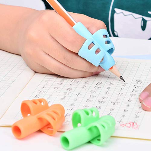 Dsaren 6 Piezas Agarres para Lápices Silicona Adaptador de Lapiz Pencil Grip Corregir Postura Soporte Lapiz para Niños Adultos Diestros y Zurdos