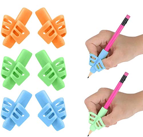 Dsaren 6 Piezas Agarres para Lápices Silicona Adaptador de Lapiz Pencil Grip Corregir Postura Soporte Lapiz para Niños Adultos Diestros y Zurdos