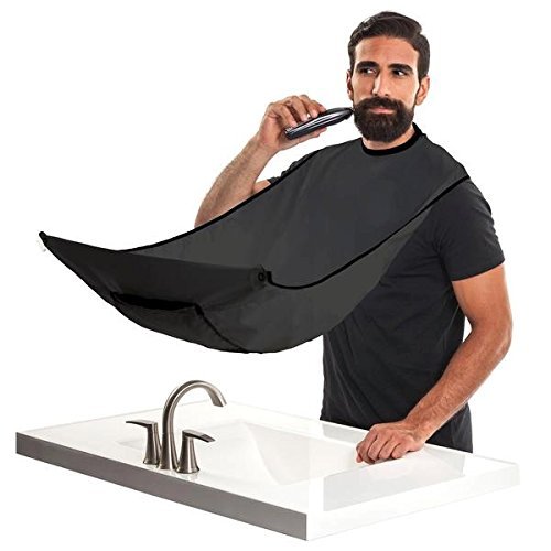 Ducomi Barba Delantal, Babero para Barba con Ventosa, Recortes de Pelo y Barba Catcher Grooming Cape Deje Que su Baño de Mantener Limpio - Ideas de Regalos para Hombre (Negro)