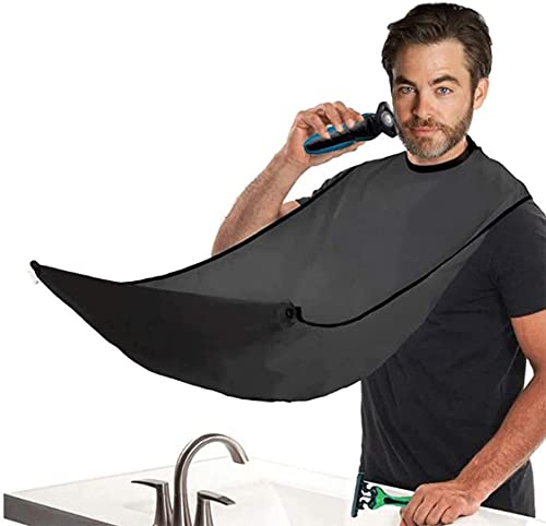 Ducomi Barba Delantal, Babero para Barba con Ventosa, Recortes de Pelo y Barba Catcher Grooming Cape Deje Que su Baño de Mantener Limpio - Ideas de Regalos para Hombre (Negro)