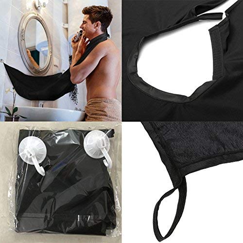 Ducomi Barba Delantal, Babero para Barba con Ventosa, Recortes de Pelo y Barba Catcher Grooming Cape Deje Que su Baño de Mantener Limpio - Ideas de Regalos para Hombre (Negro)