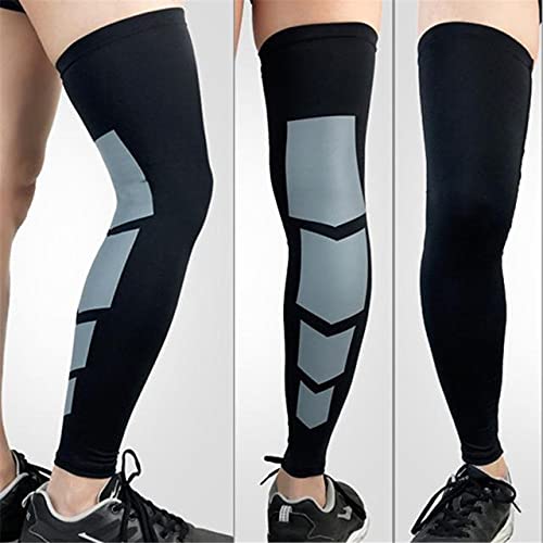 Ducomi Knix - Manguitos de Compresión Para Pantorrilla, Soporte de Rodilla de Pierna Larga, Medias Para Correr, Ciclismo, Fútbol, Rugby, Baloncesto, Fitness, Gimnasio, Juego de 2 (Blanco Negro, XL)