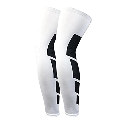 Ducomi Knix - Manguitos de Compresión Para Pantorrilla, Soporte de Rodilla de Pierna Larga, Medias Para Correr, Ciclismo, Fútbol, Rugby, Baloncesto, Fitness, Gimnasio, Juego de 2 (Blanco Negro, XL)