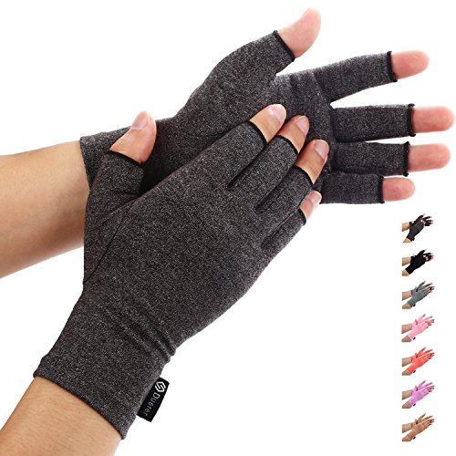 Duerer Arthritis Gloves, guantes de compresión mujeres y hombres alivian el dolor de reumatoide, RSI, túnel carpiano, guantes de mano para el trabajo diario (Negro, M)