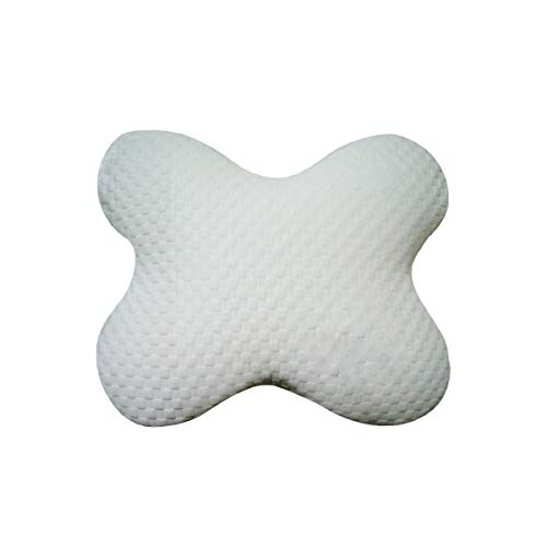 Duérmete Online - Almohada Cervical Mariposa Espuma Viscoelástica | Forma Anatómica y Ortopédica para Dormir de Lado | Protección antiácaros | Funda Termorreguladora, Blanco, 59 x 45 x 12 cm