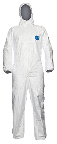 DuPont Tyvek 500 Xpert | Ropa de protección química con capucha,Categoría III, Tipo 5-B y 6-B | Resistente pero Ligero | Blanco|Talla XXL