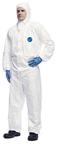 DuPont Tyvek 500 Xpert | Ropa de protección química con capucha,Categoría III, Tipo 5-B y 6-B | Resistente pero Ligero | Blanco|Talla XXL