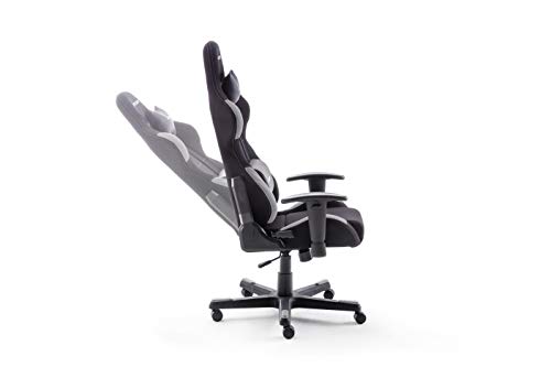 DX Racer 5 Robas Lund - Silla de Escritorio/Oficina/Gaming, con Ruedas, Altura Ajustable, Tapizada, Reposabrazos, Madera, color Negro/Gris, 74 x 52 x 123-132 cm